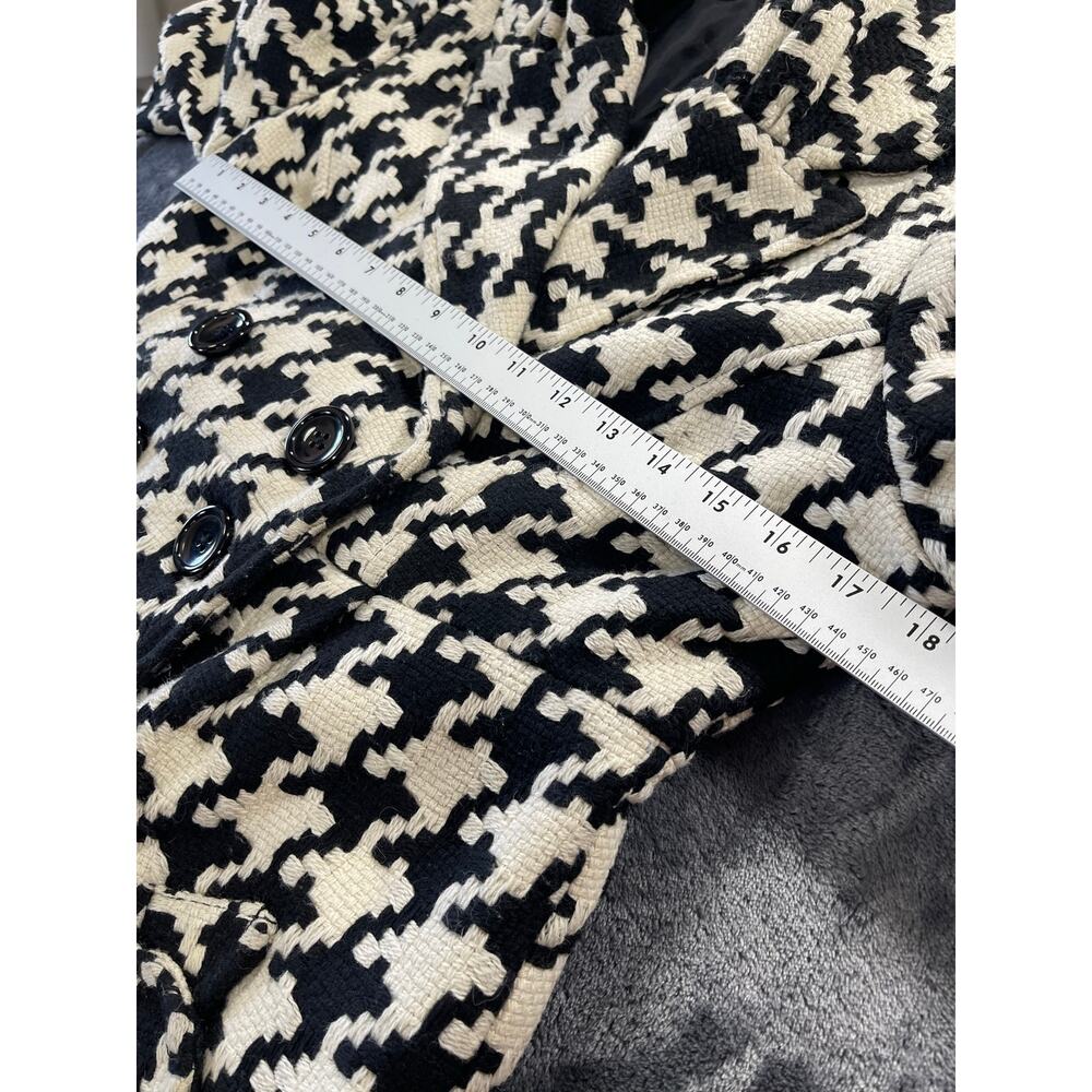Candies Womens Size Large Black White Houndstooth Double Breasted Peacoat Y2K - Picture 5 of 8